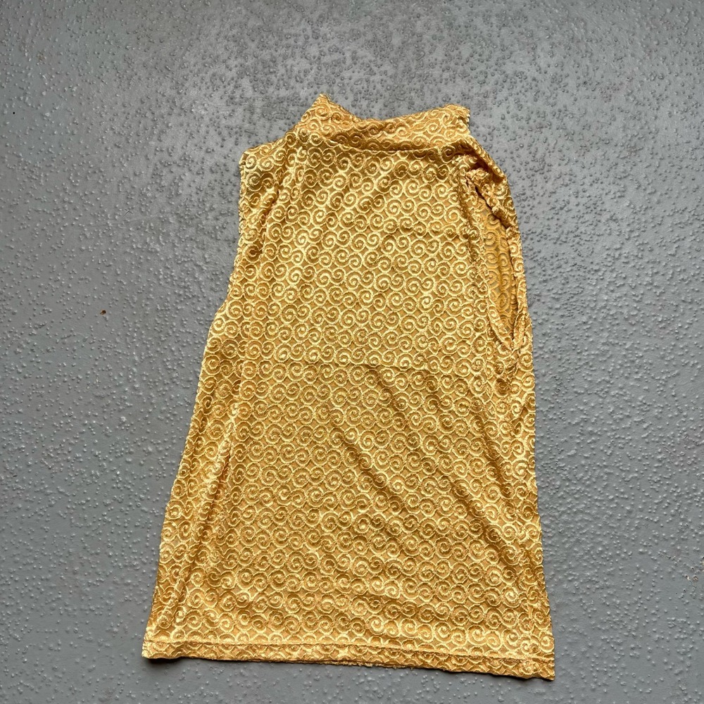 Gold Lace Sleeveless Top Party Cocktail Tank Top Blouse Sm